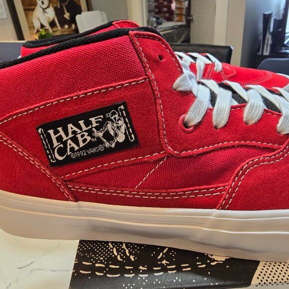 VANS Skate Half Cab VN0A5FCDY52 RED WHITE MID TOP SHOES LEATHER MEN'S 10.5 NEW - Picture 5 of 10